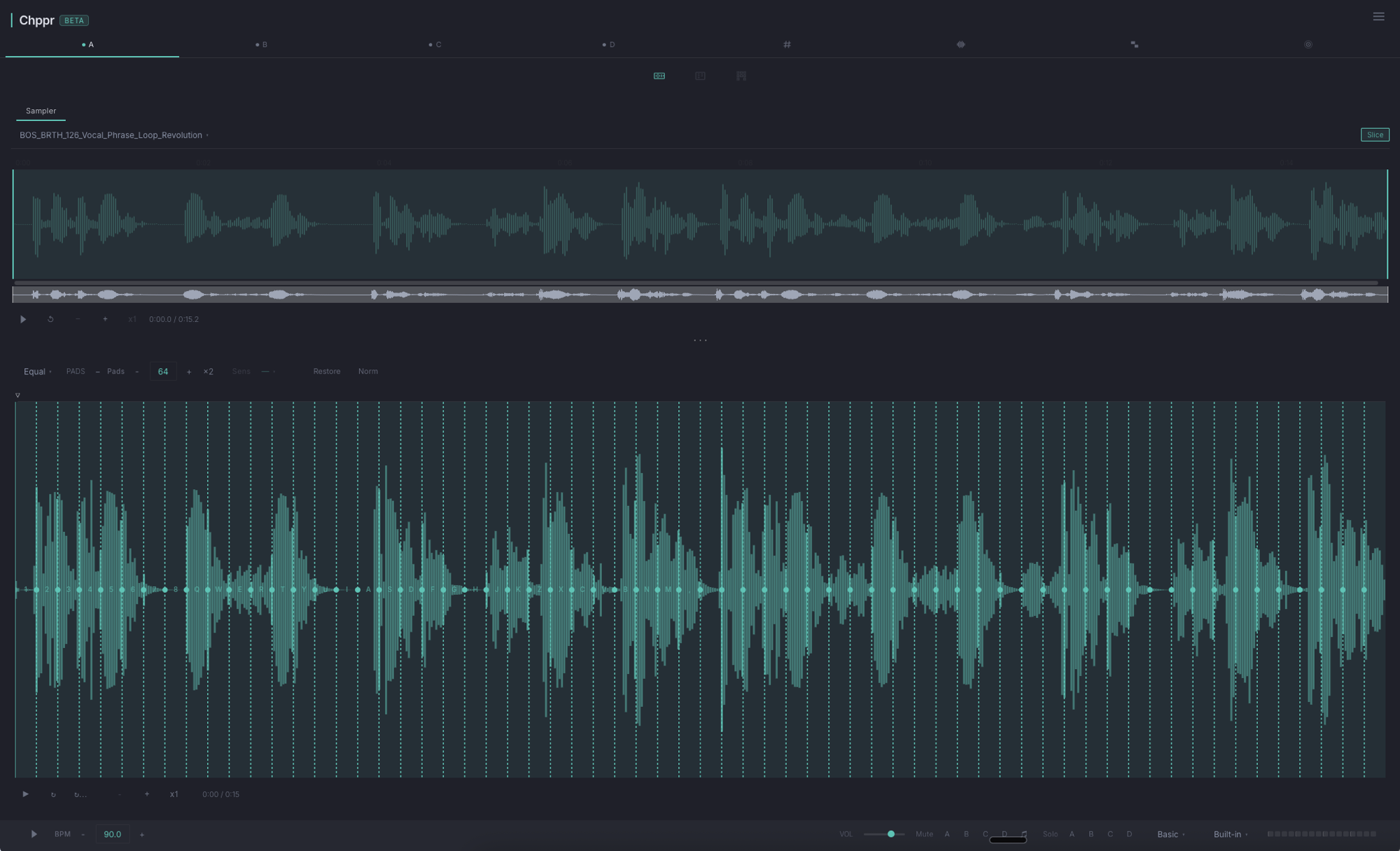 Chppr sample chopper with waveform slices and playable pads