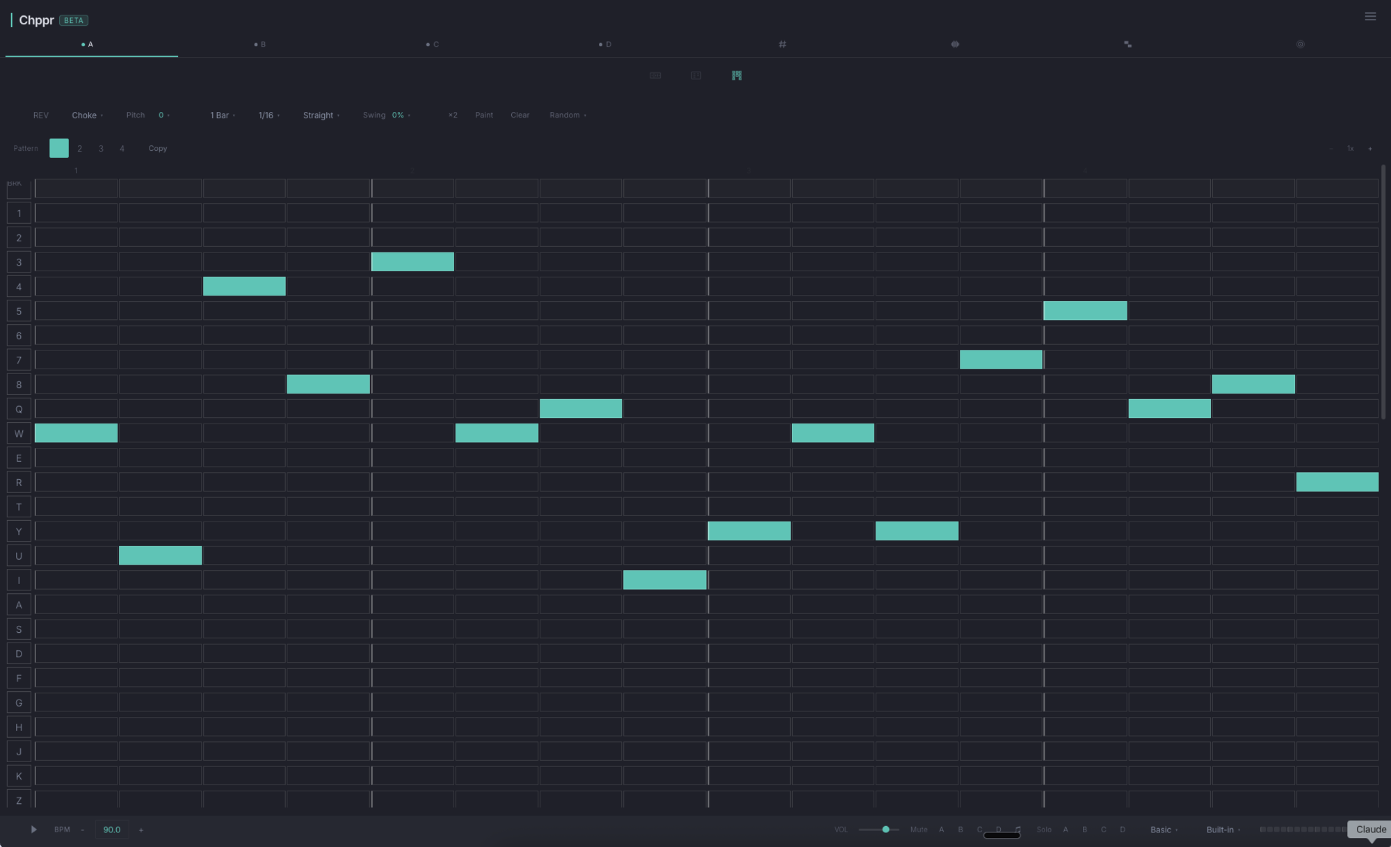 Chppr sequencer view for programming chopped samples